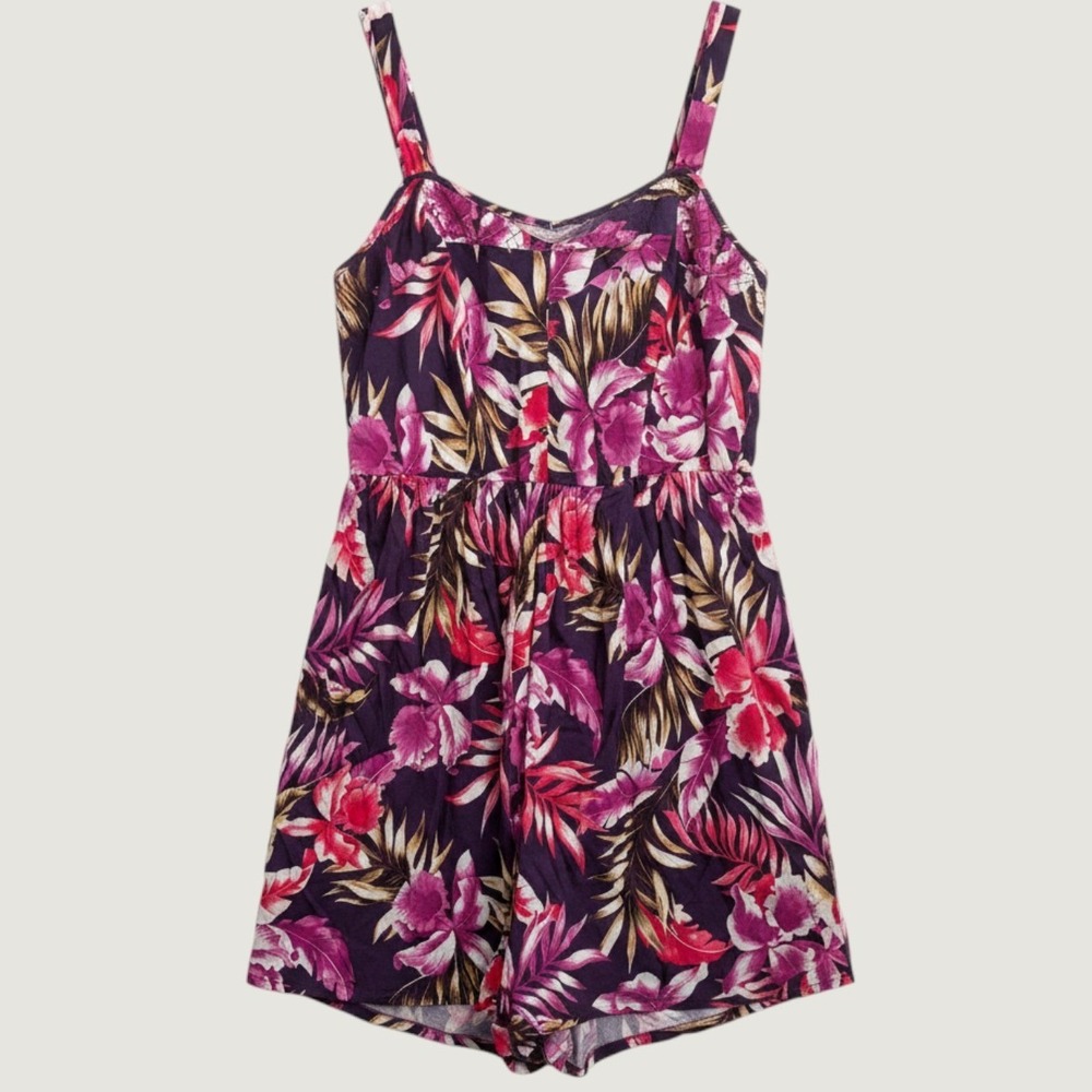 Torrid Vintage Y2K Tropical Floral Purple Cotton Sundress Womens 16 Retro Summer